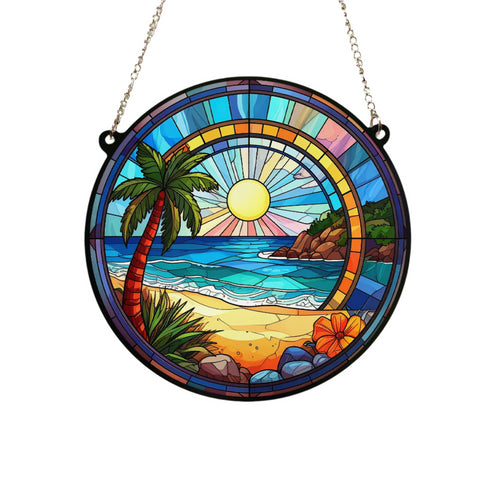 Beach Scene Stained Glass Effect Suncatcher
